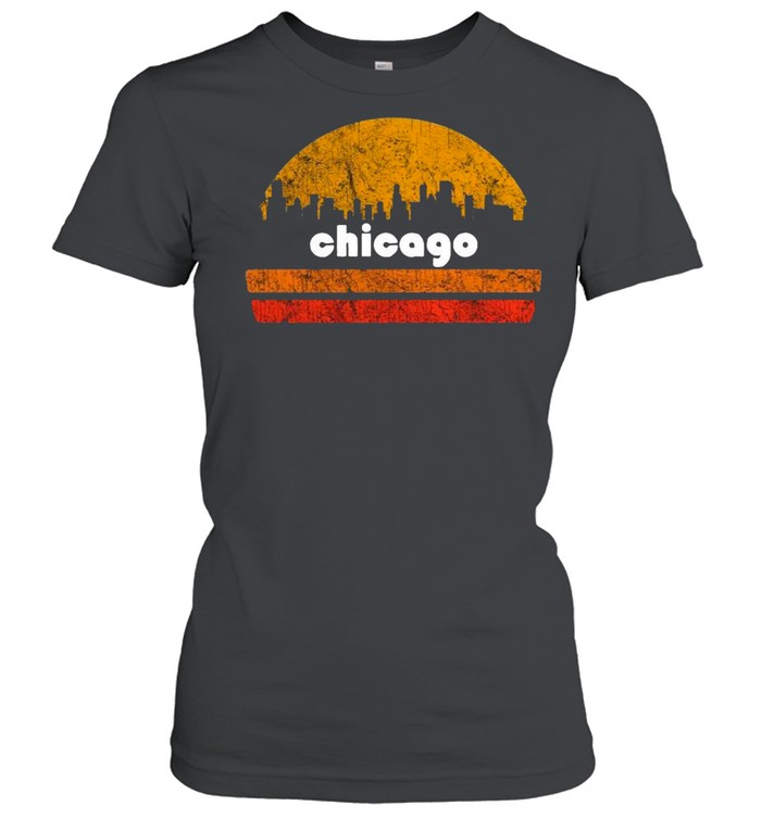 Vintage Retro Chicago Downtown City With Sunset shirt Classic Women's T-shirt