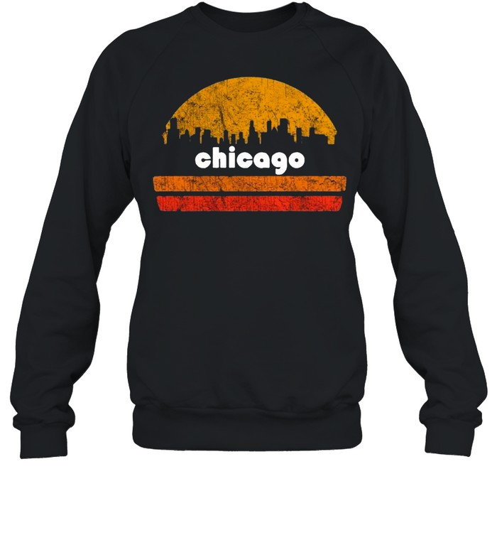 Vintage Retro Chicago Downtown City With Sunset shirt Unisex Sweatshirt