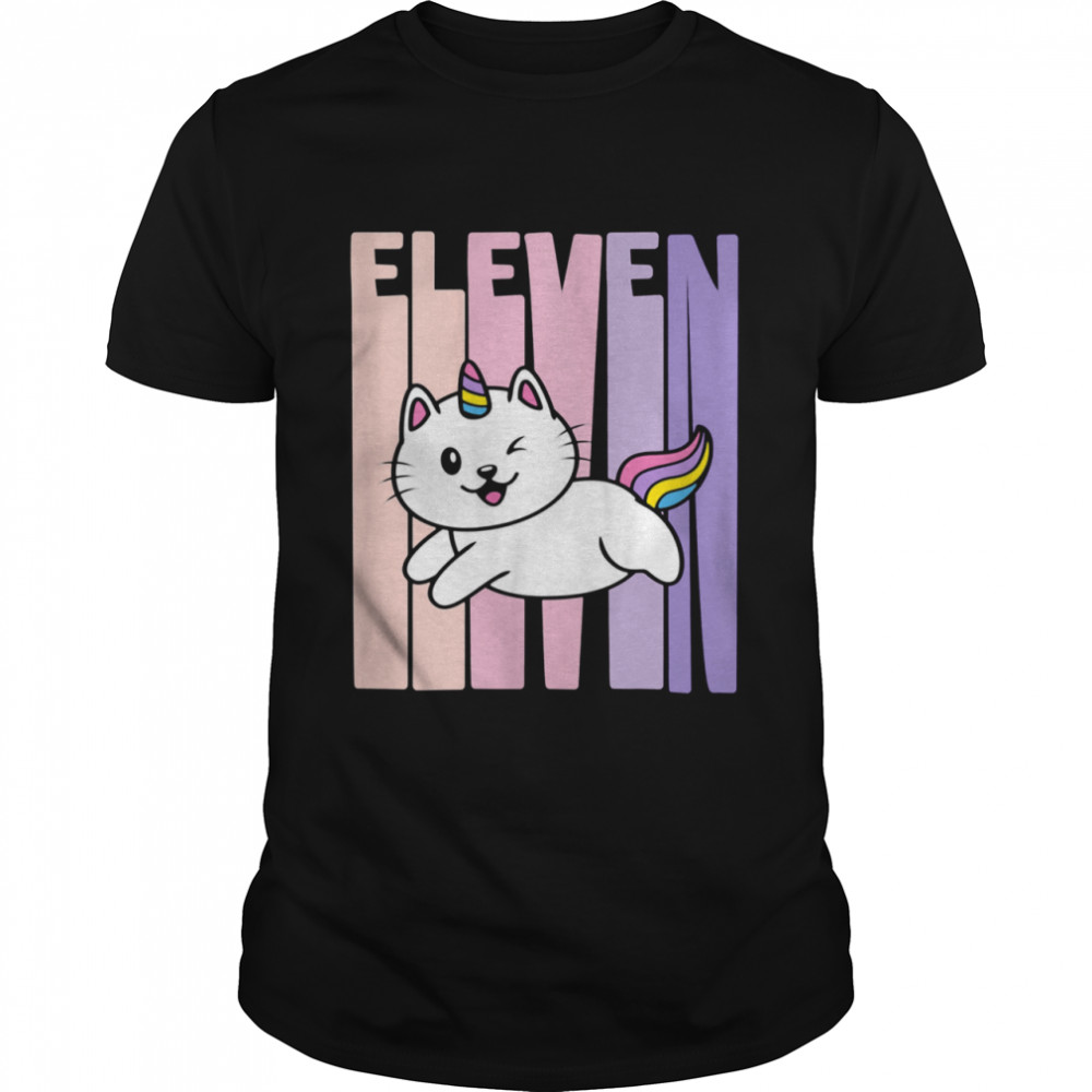 11 Year Old Cute Caticorn Cat Unicorn Birthday Girl Bday Shirt