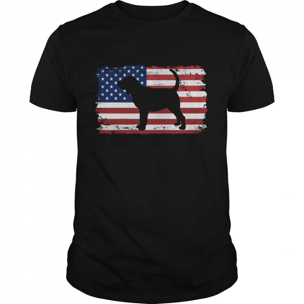 Dogs 365 Vintage Bloodhound Dog US American Flag shirt