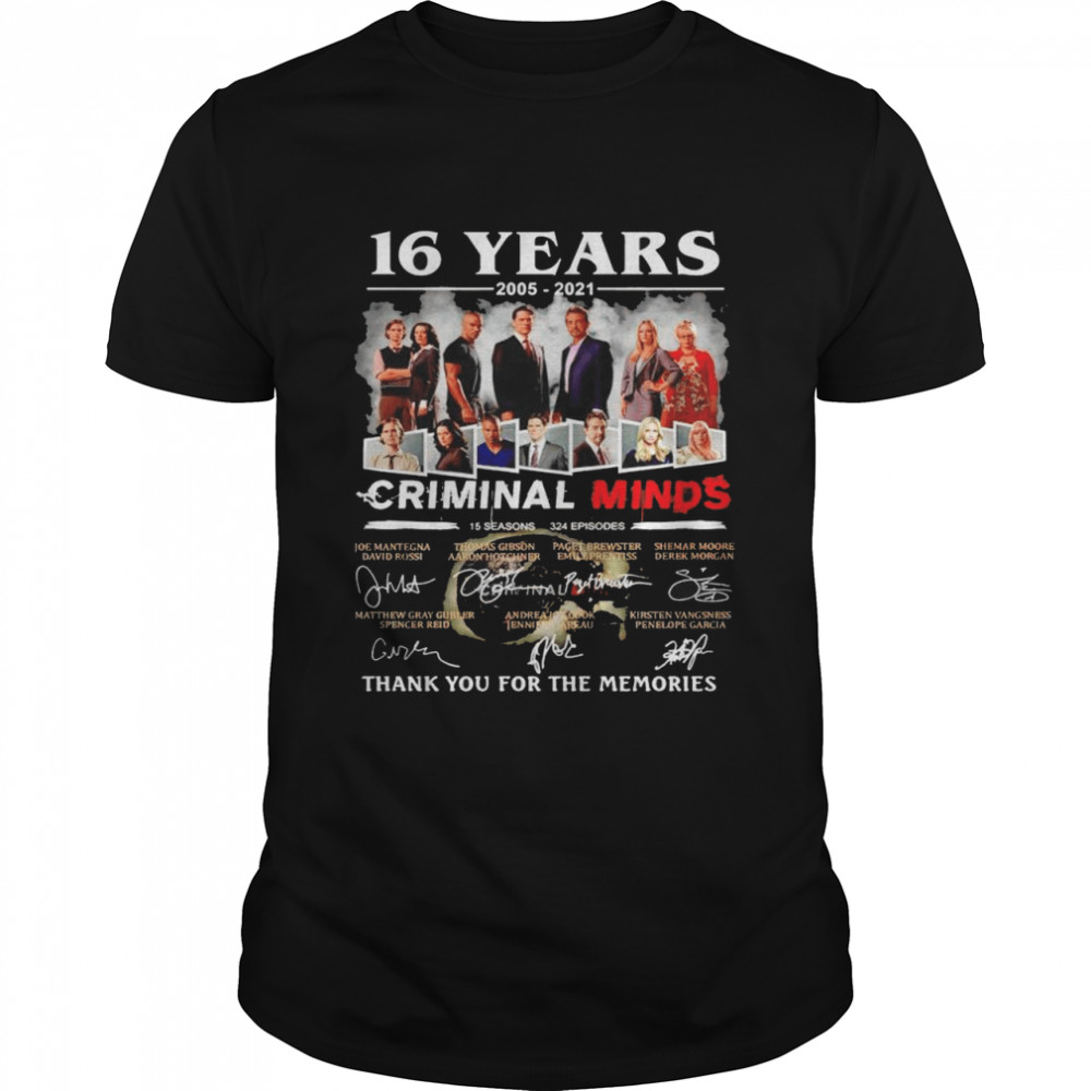 16 years 2005 2021 Criminal Minds thank you for the memories shirt