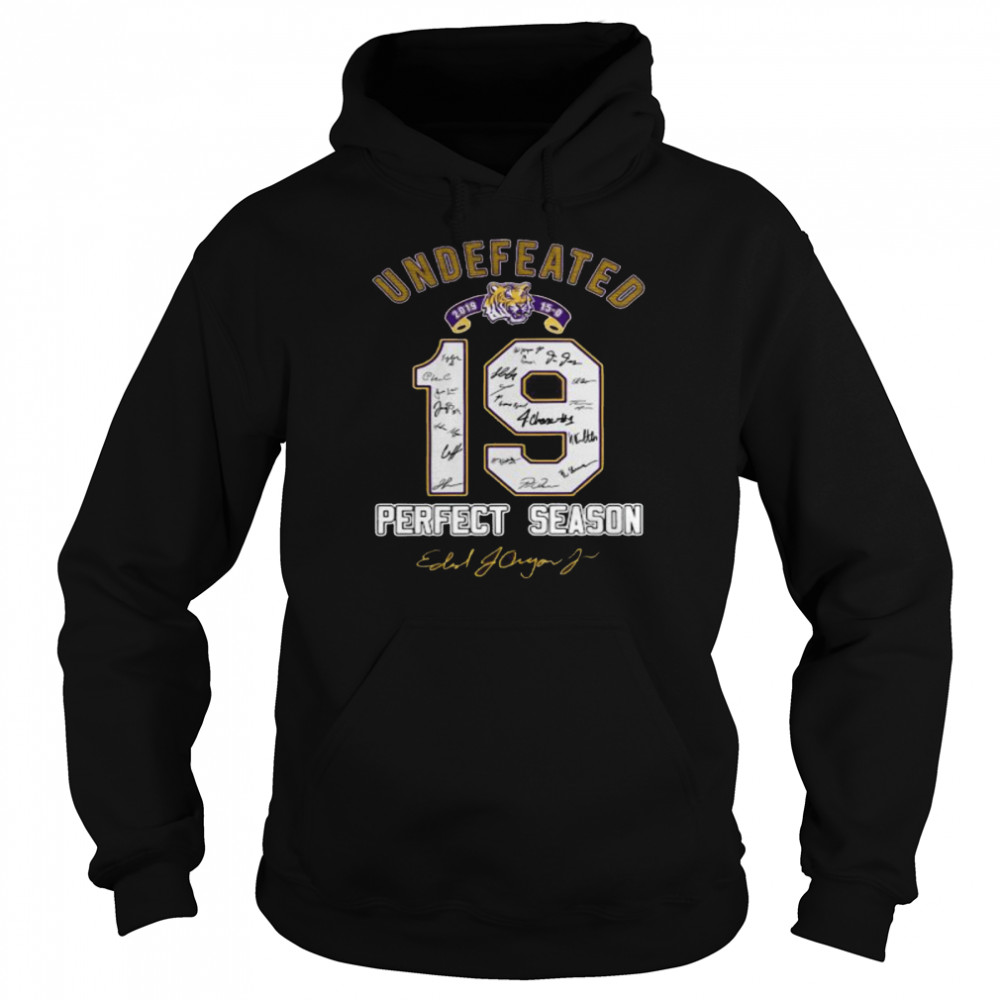 19 LSU Tigers Undefeated Perfect Season Signatures shirt Unisex Hoodie