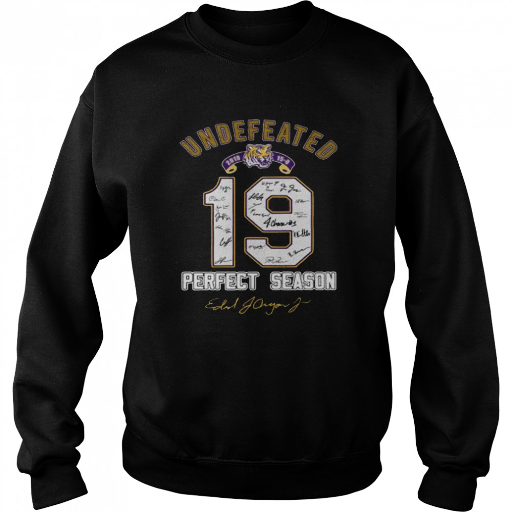 19 LSU Tigers Undefeated Perfect Season Signatures shirt Unisex Sweatshirt