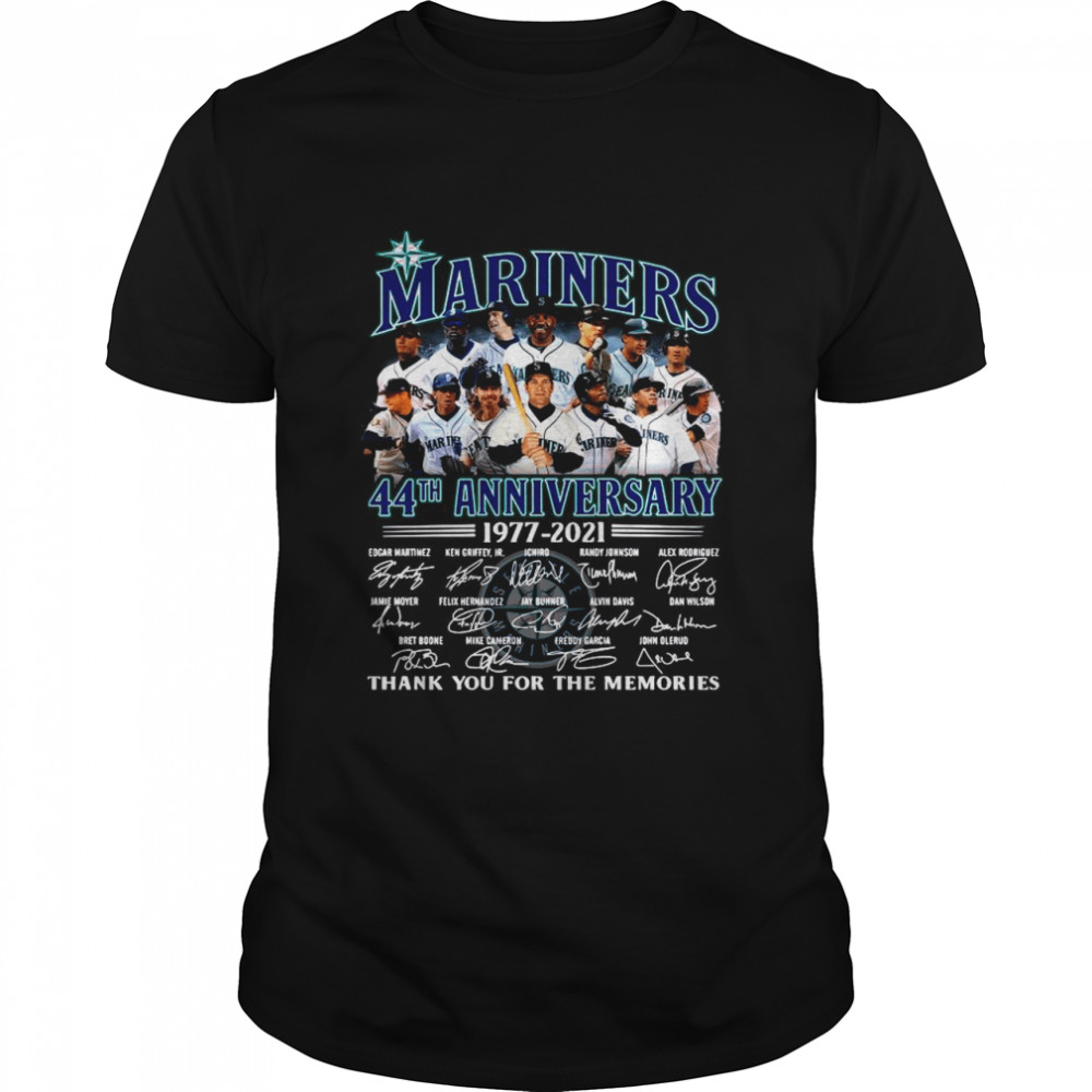 Seattle Mariners Baseball Team 44th anniversary 1977 2021 signatures thank you for the memories shirt