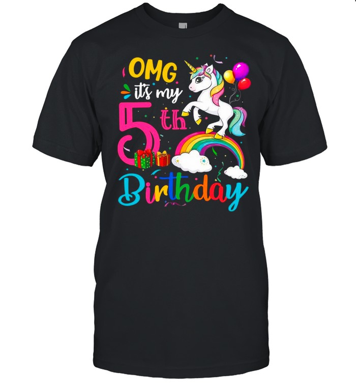Unicorn OMG It’s My 5th Happy Birthday shirt