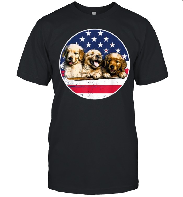 Golden Retriever American Flag 4th Of July T-Shirt