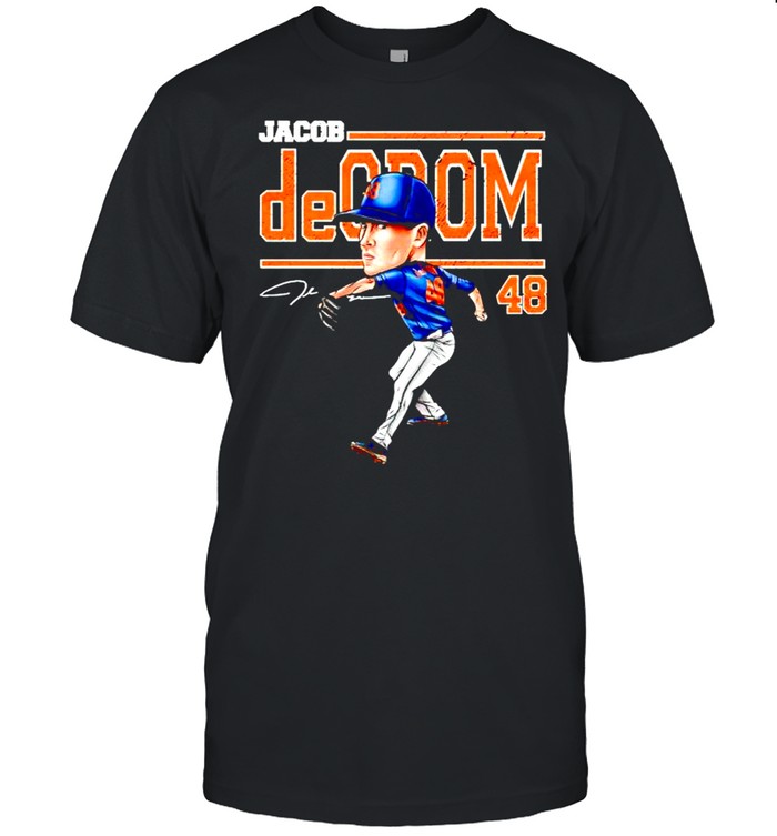 48 Jacob deGrom Cartoon signature New York Baseball shirt