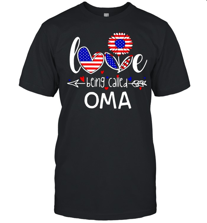 American Flag Sunflower Love Being Called Oma T-shirt