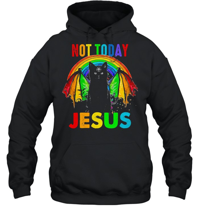 LGBT black cat not today Jesus shirt Unisex Hoodie