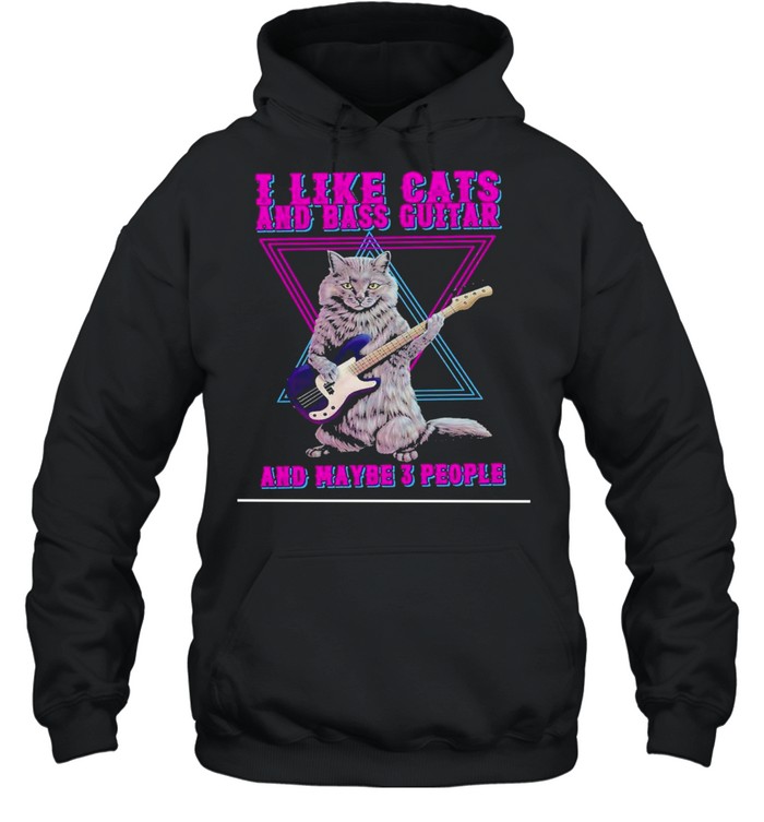 Cats I like cats and bass guitar and maybe 3 people shirt Unisex Hoodie