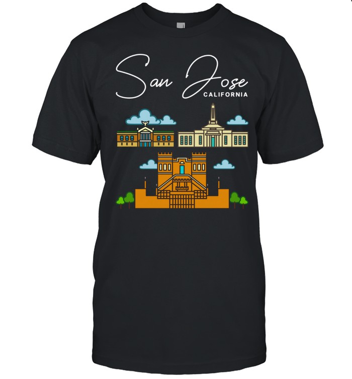San Jose California City Skyline Map Travel shirt