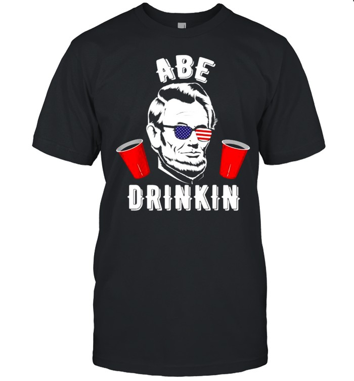 Abe Drinkin Lincoln Sunglasses American Flag T-Shirt