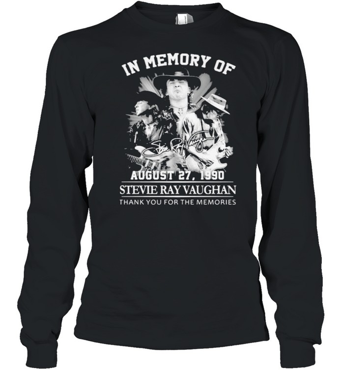 In memory of august 24 stevie ray vaughan thank you for the memories signature shirt Long Sleeved T-shirt
