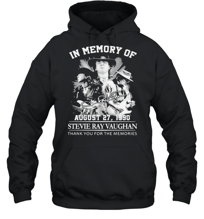 In memory of august 24 stevie ray vaughan thank you for the memories signature shirt Unisex Hoodie