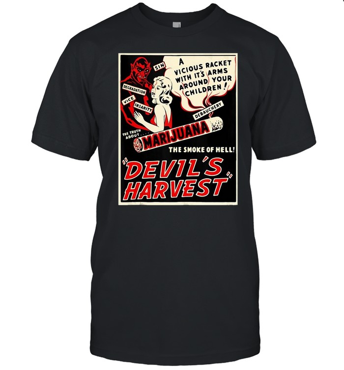 Weed Art-Devil Harvest Marijuana Weed Propaganda T-shirt Classic Men's T-shirt