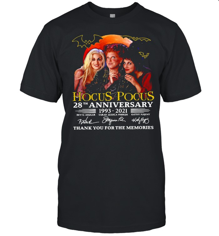 Hocus Pocus 28th Anniversary 1993-2021 Thank You For The Memories Signatures T-shirt