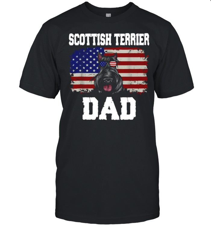 American Flag Scottish Terrier Dad Dog T-shirt
