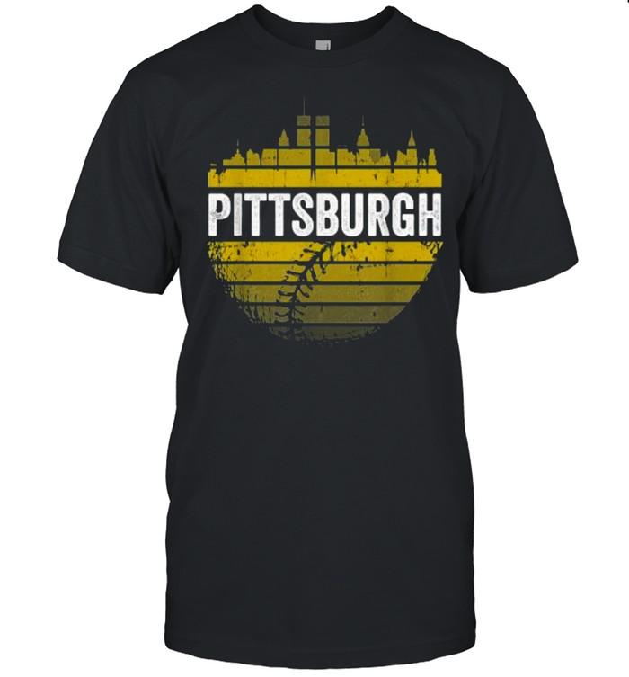 Pittsburgh Baseball Cityscape Distressed Novelty Pirate T-Shirt