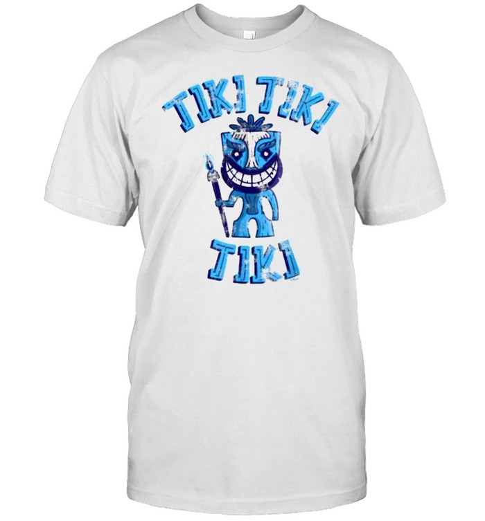 Blue Tiki Man Tropical Hawaiian Vibes Distressed Vintage T-Shirt