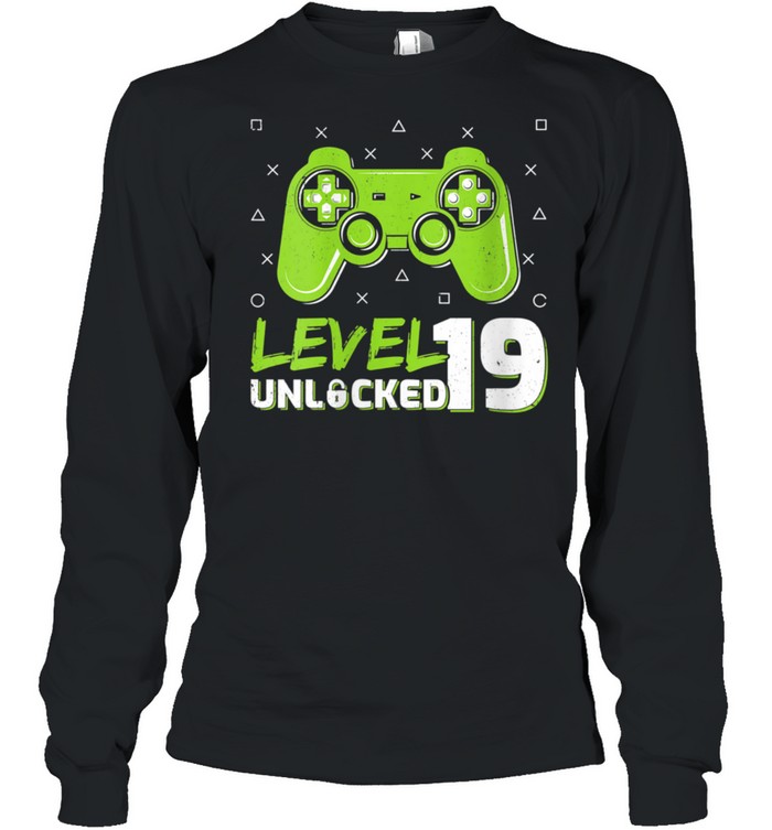 Level 19 Unlocked Video Games Gamer 19th Birthday shirt Long Sleeved T-shirt