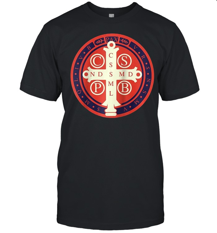 Saint Benedict Of Nursia Medal Catholic Religious Design Raglan Baseball T-shirt