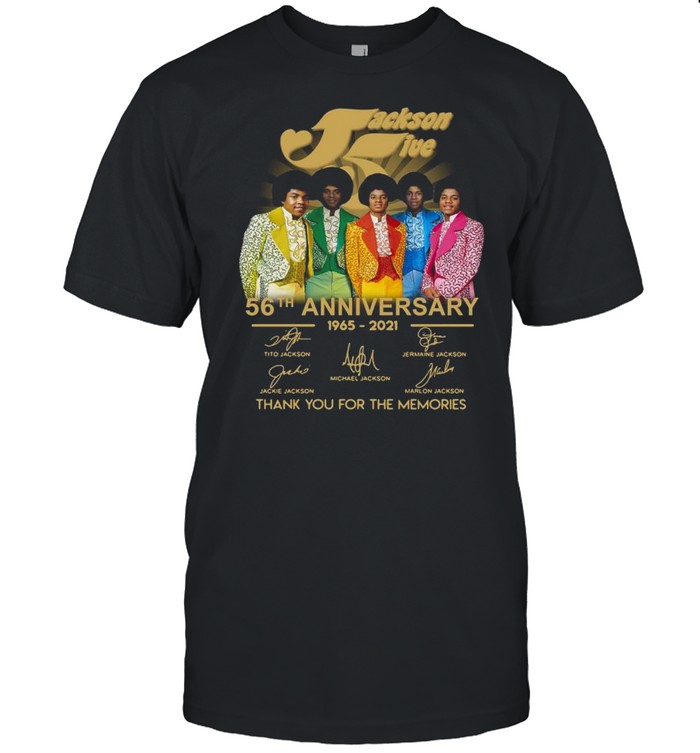 Jackson Five members 56th anniversary 1965-2021 thank you for the memories signatures shirt