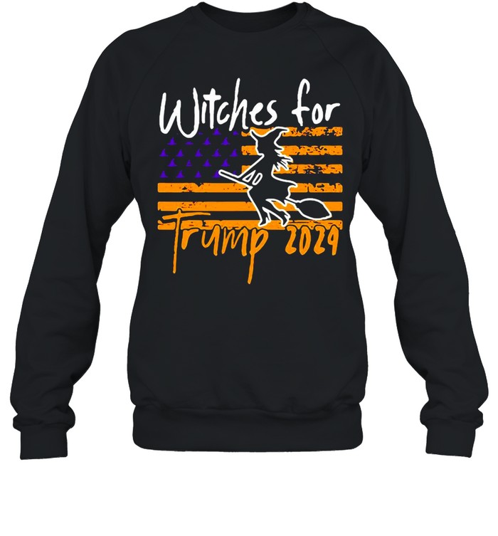 American Flag Witches For Trump 2024 Halloween T-shirt Unisex Sweatshirt
