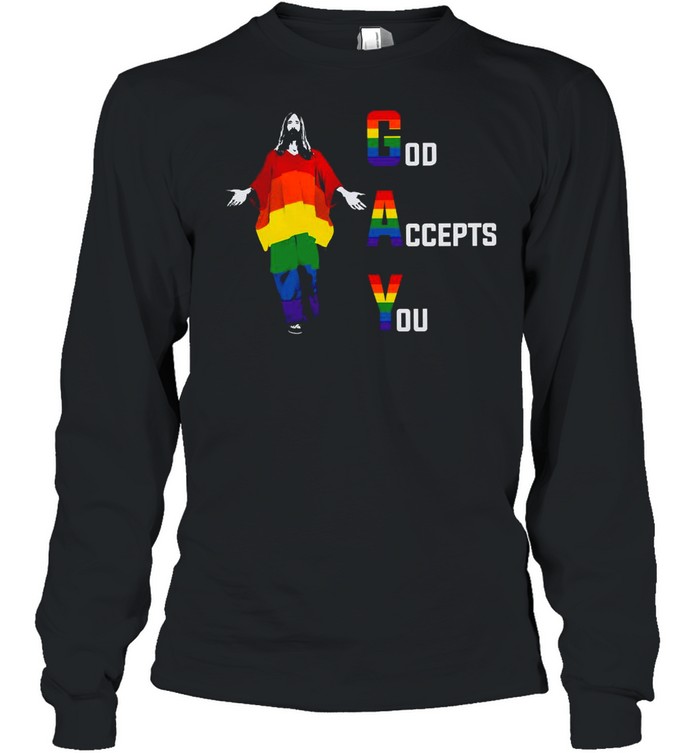 LGBT Pride God Accepts You Jesus Rainbow T-shirt Long Sleeved T-shirt