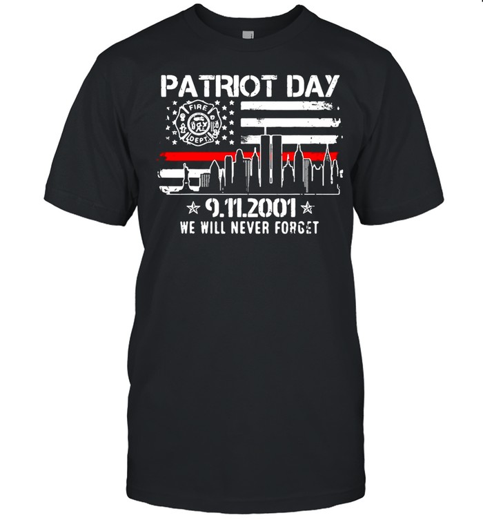 Red Line Never Forget Patriot Day 9.11.2001 We Will Never Forget Memorial 2021 T-shirt Classic Men's T-shirt
