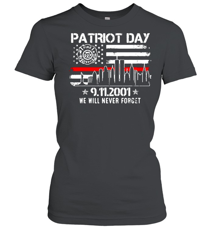 Red Line Never Forget Patriot Day 9.11.2001 We Will Never Forget Memorial 2021 T-shirt Classic Women's T-shirt