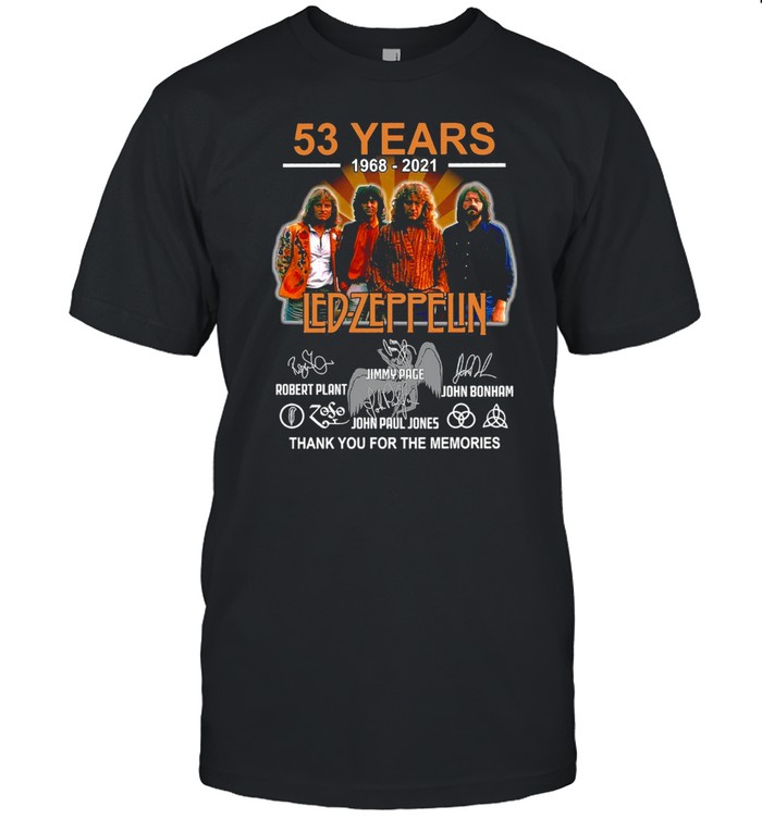 53 Years 1968 2021 Led Zeppelin Signature Thank You For The Memories T-shirt