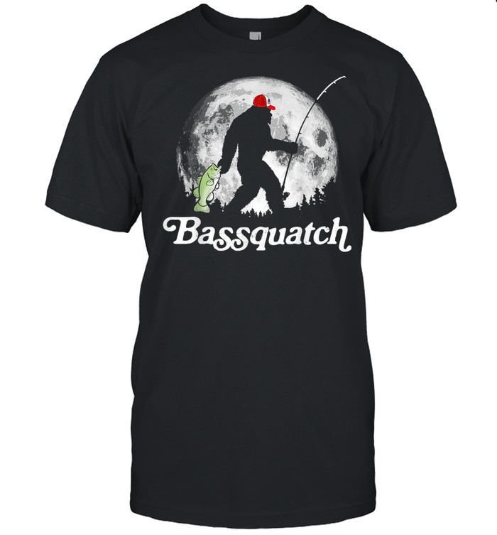 Bassquatch Bigfoot Night Fishing And Full Moon shirt