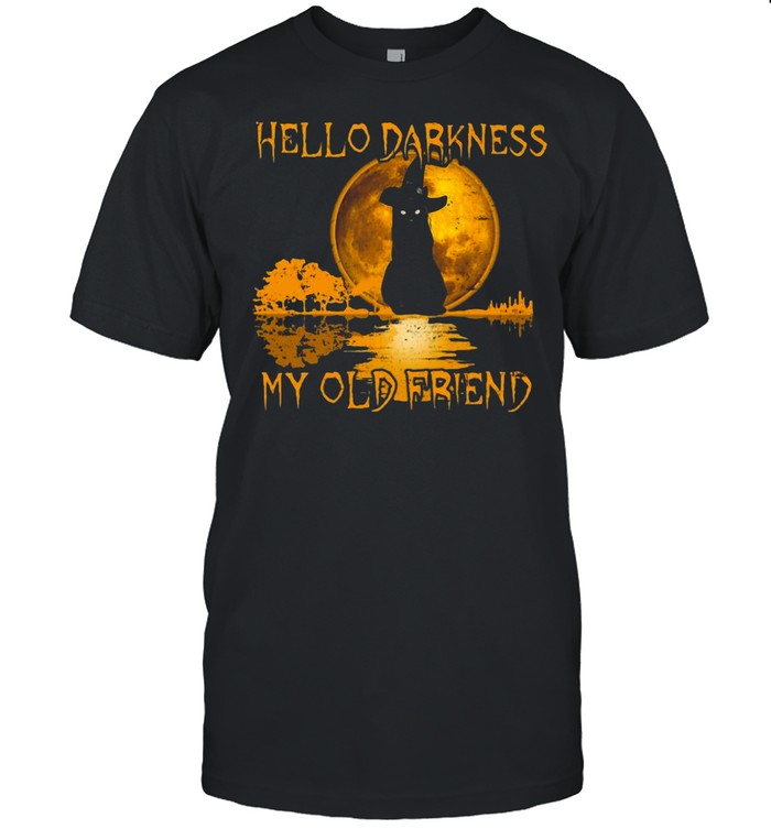 Black Cat Hello Darkness My Old Friend Witch Moon Halloween T-shirt Classic Men's T-shirt
