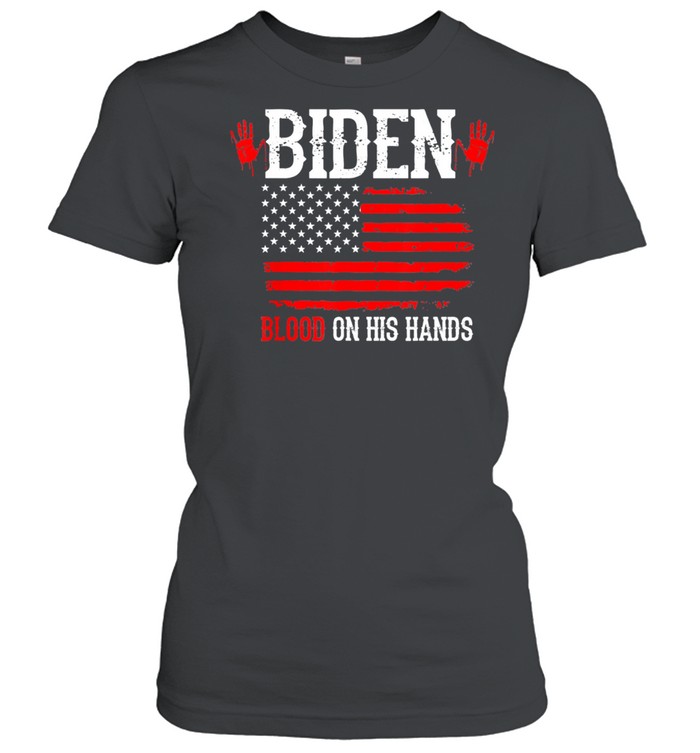 Biden Blood On His Hands USA Flag Vintage Biden Handprint shirt Classic Women's T-shirt