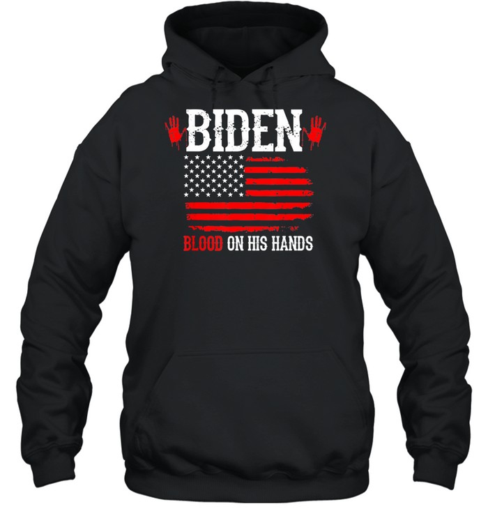 Biden Blood On His Hands USA Flag Vintage Biden Handprint shirt Unisex Hoodie