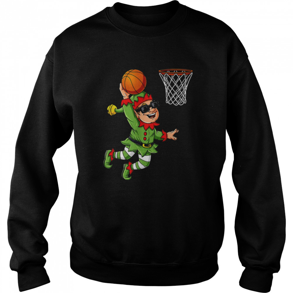 Christmas Elf Dunking A Basketball Boys Xmas shirt Unisex Sweatshirt