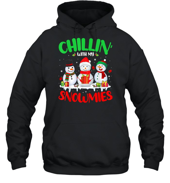 Chillin’ With My Snowmies Merry Christmas Santa Snowman shirt Unisex Hoodie