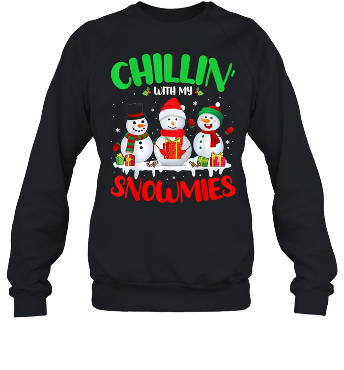 Chillin’ With My Snowmies Merry Christmas Santa Snowman shirt Unisex Sweatshirt