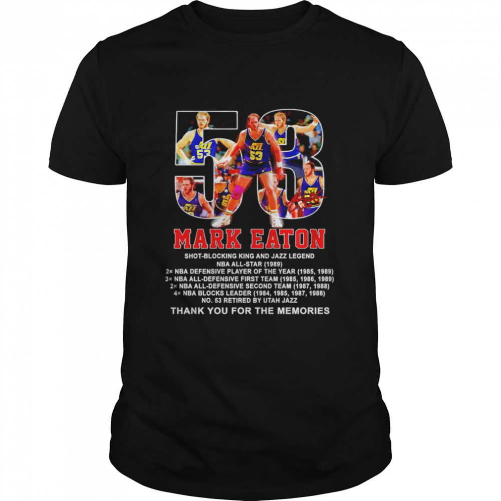 53 Mark Eaton thank you for the memories signatures shirt