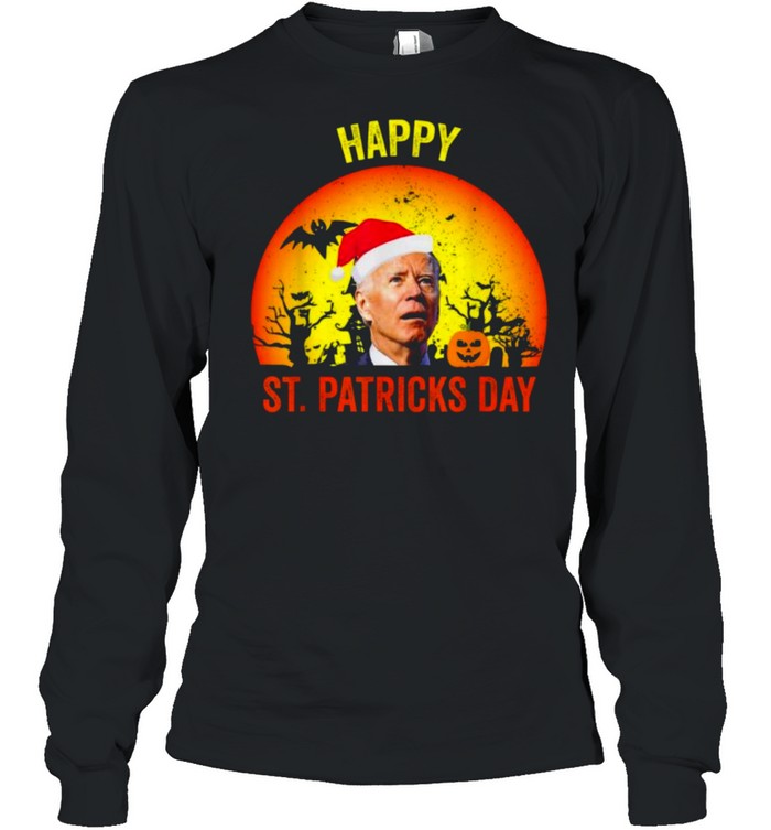 Anti Joe Biden Happy St Patrick Pumpkin Head Halloween  Long Sleeved T-shirt