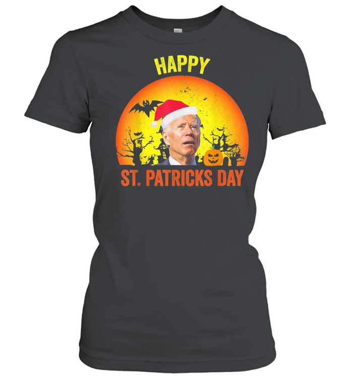 Anti Joe Biden Happy St Patrick Pumpkin Head Halloween shirt Classic Women's T-shirt