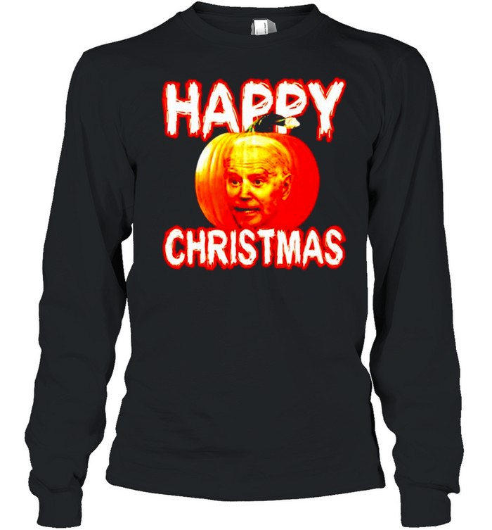 Biden pumpkin happy Christmas shirt Long Sleeved T-shirt