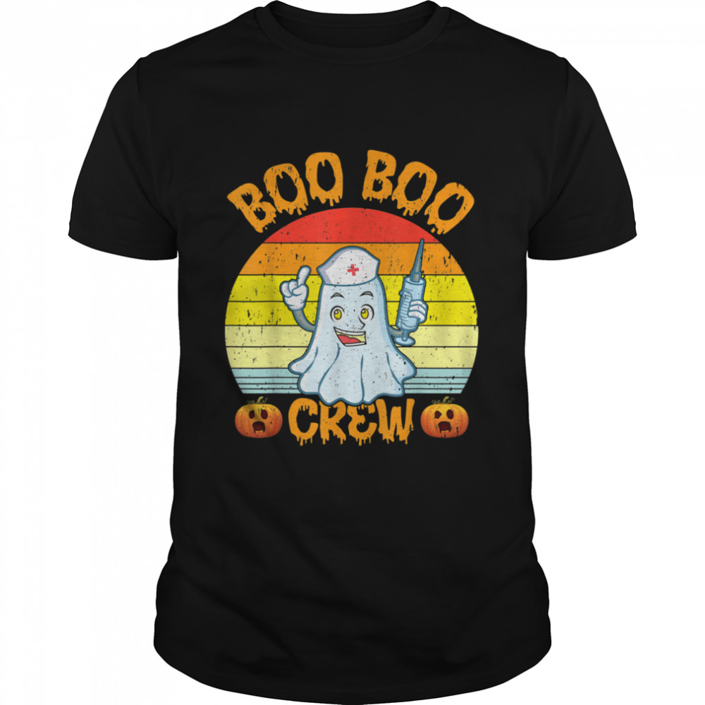 Vintage Retro Scary Ghost Boo Boo Crew Nurse Halloween Shirt