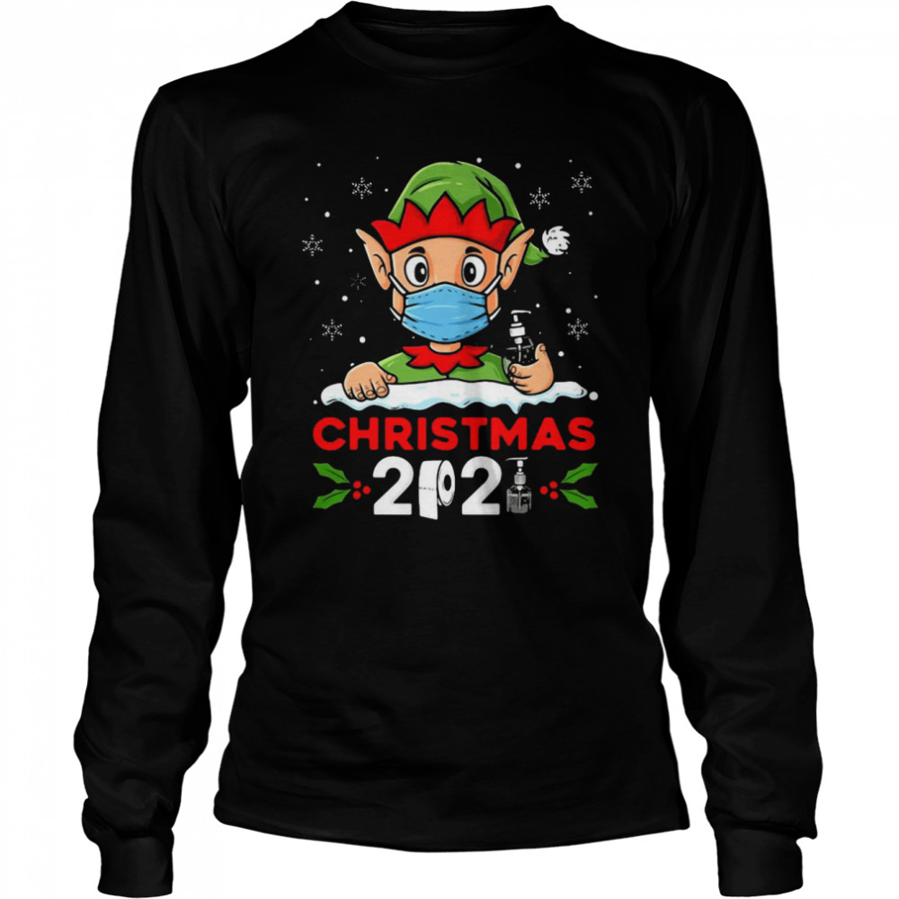 Christmas Elf 2021 Funny Family Xmas T-shirt Long Sleeved T-shirt