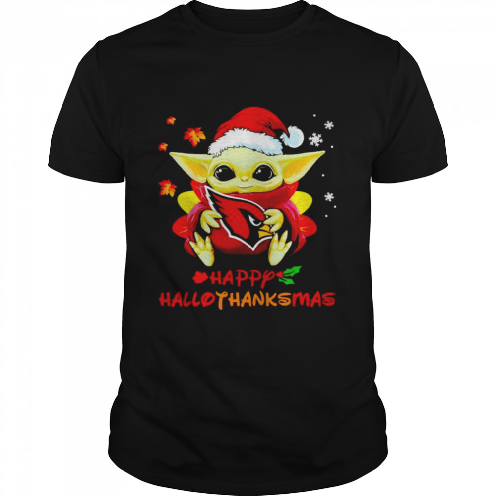 Baby Yoda Cardinals happy Hallothanksmas shirt