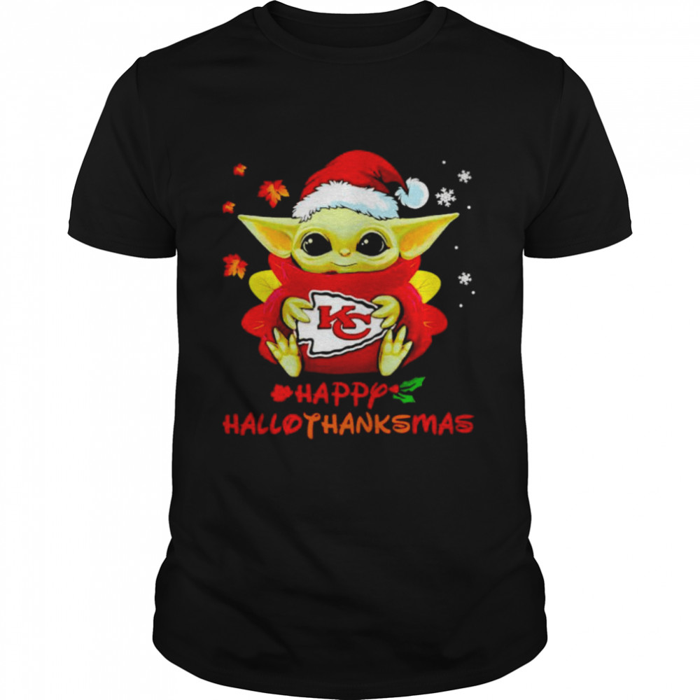 Baby Yoda Chiefs happy Hallothanksmas shirt