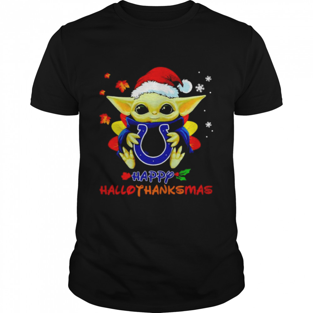 Baby Yoda Colts happy Hallothanksmas shirt Classic Men's T-shirt