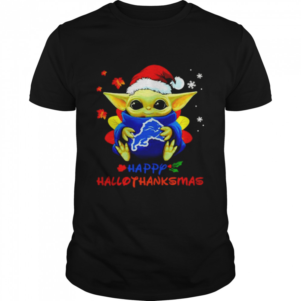 Baby Yoda Lions happy Hallothanksmas shirt Classic Men's T-shirt