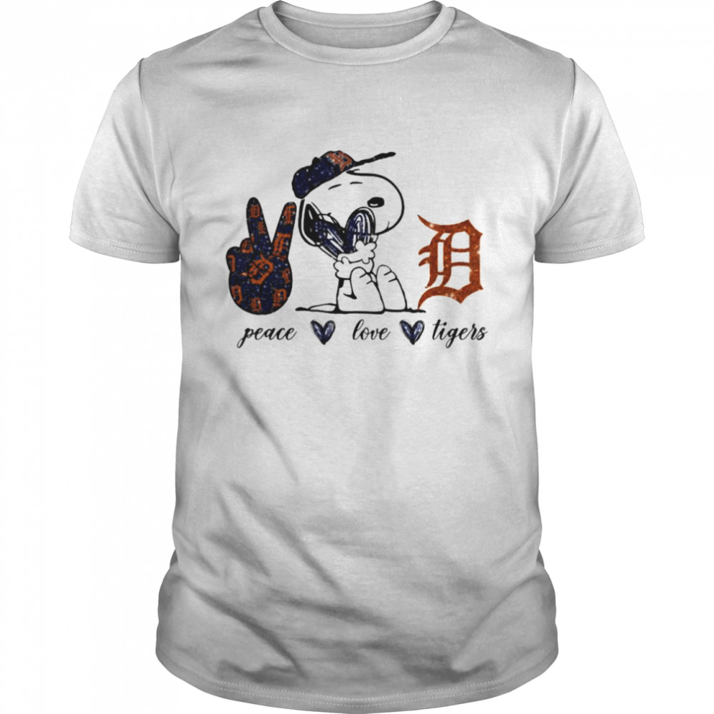Snoopy peace love Detroit Tigers shirt