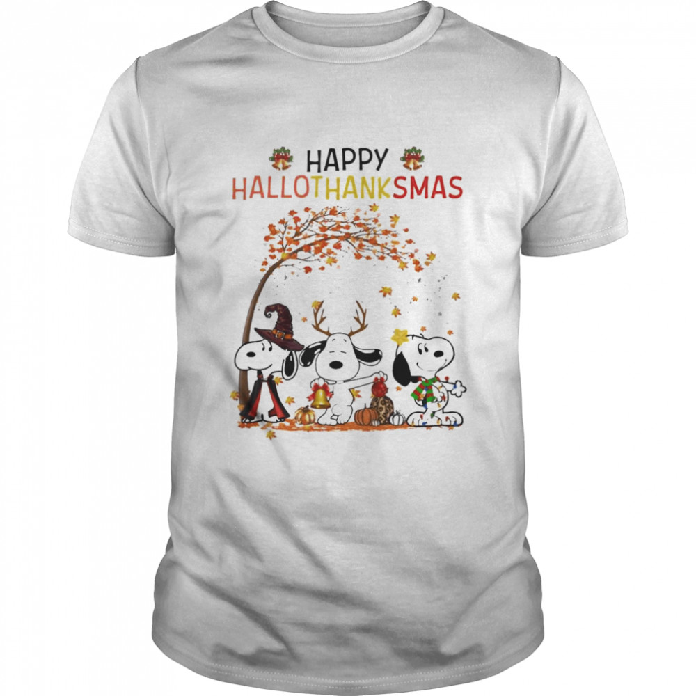 snoopy Witch Rainbow Pumpkin Happy Hallothanksmas shirt